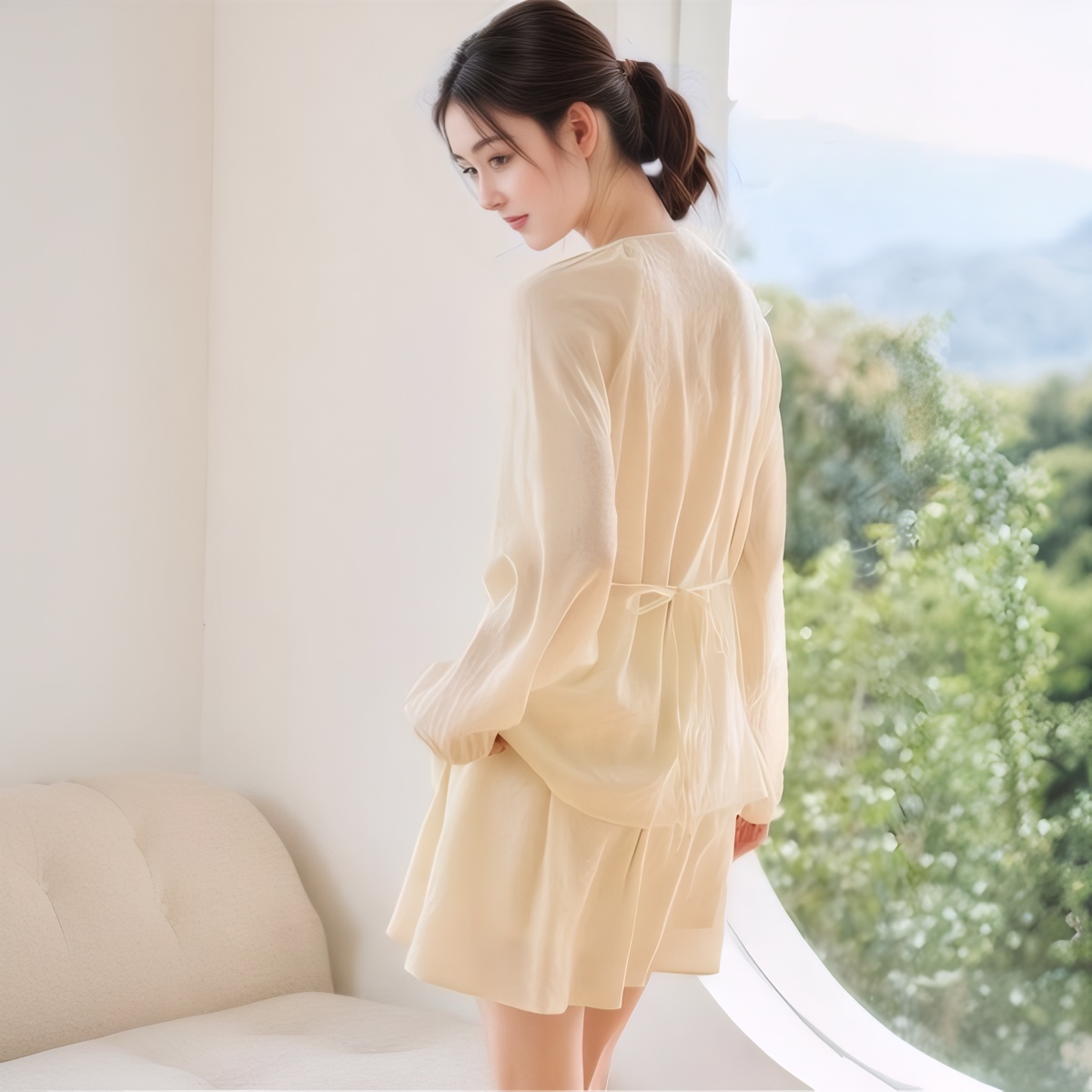 French Style Sun Protection V-Neck Shirt and Shorts Set for Women Summer 2026