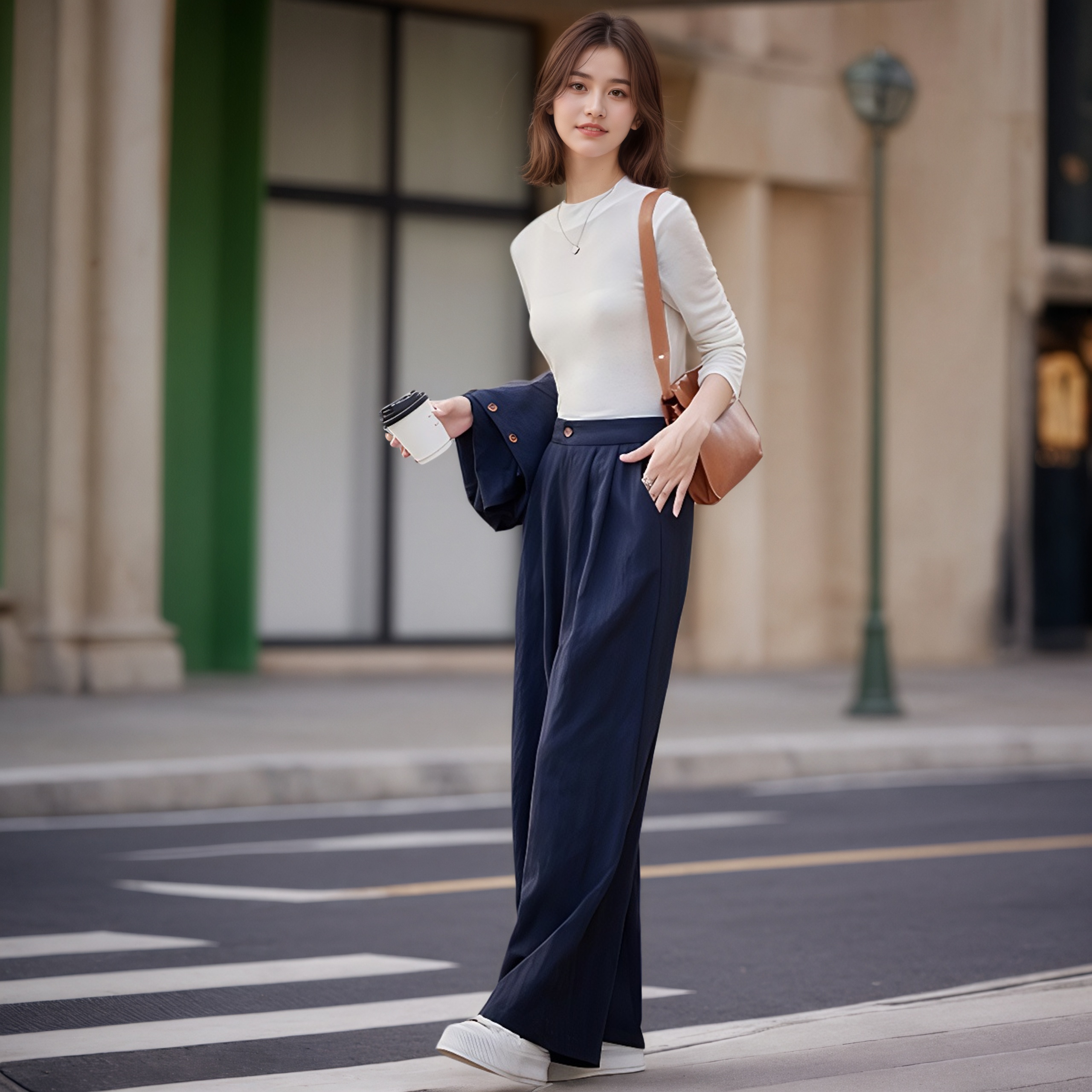 2026 New Hong Kong Style Retro Fashion Three-Piece Set Women’s Spring Autumn Slimming Vest Wide-Leg Pants Trendy