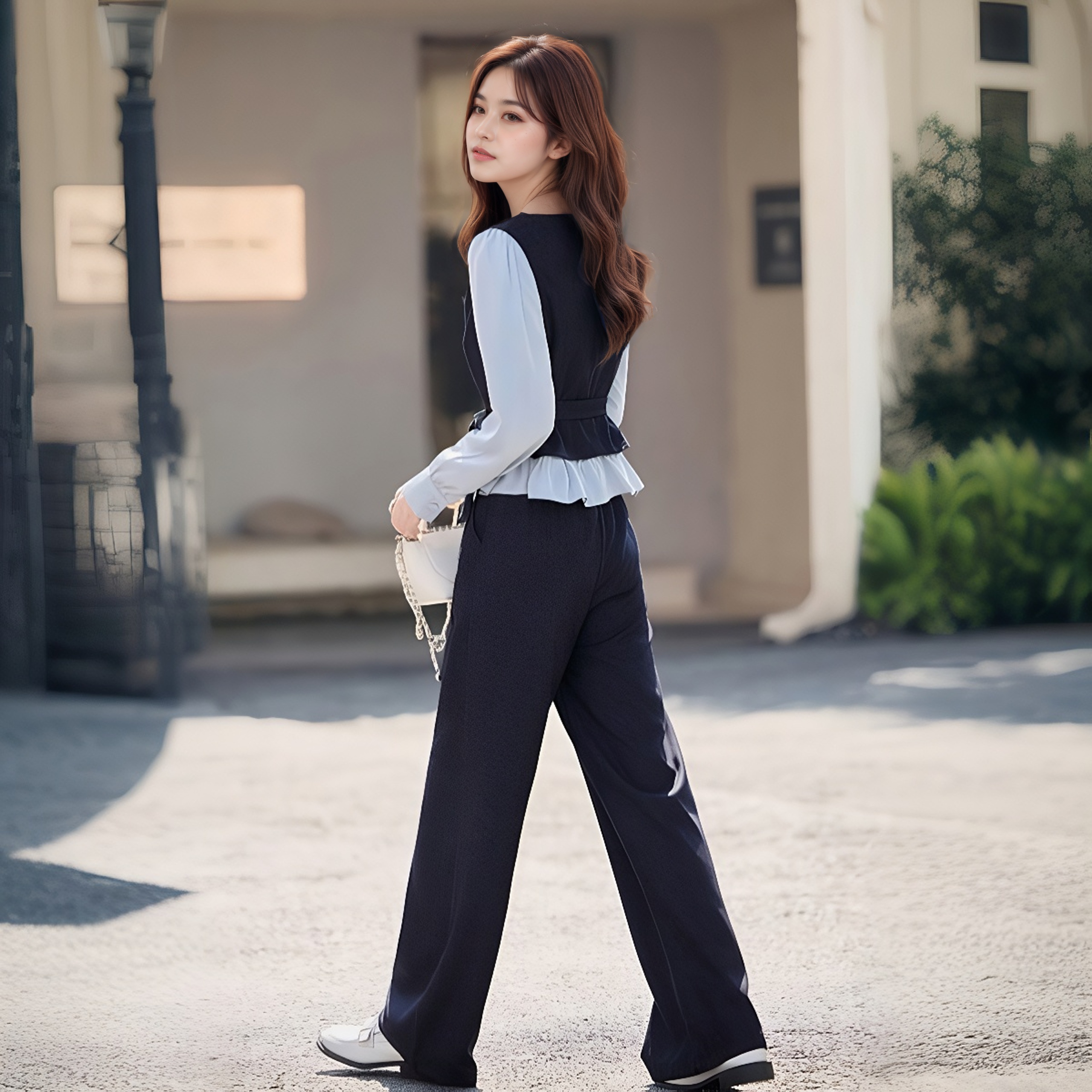 Women’s Korean Style Two-Piece Set with Vest and Wide-Leg Pants 2025 Early Autumn