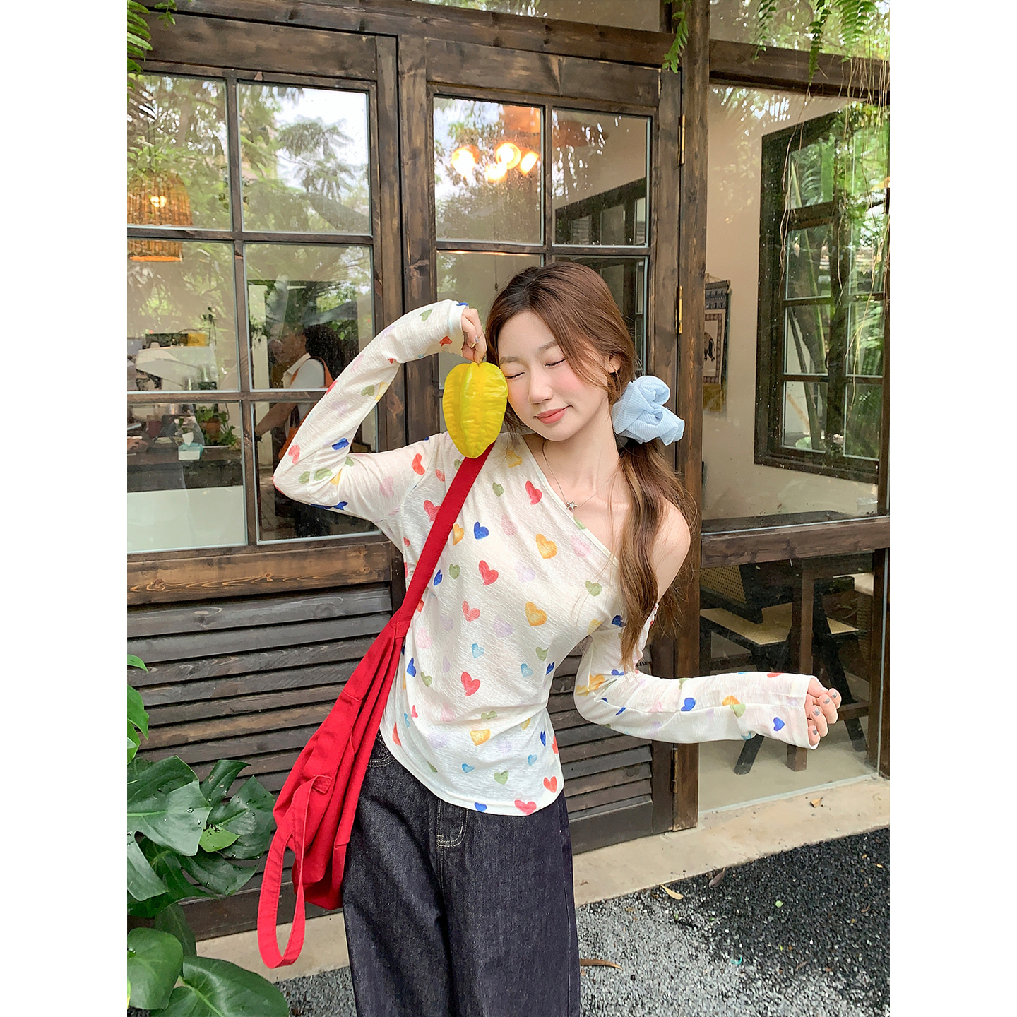 Women’s Heart Print Long Sleeve Sun Protection Top Summer 2026