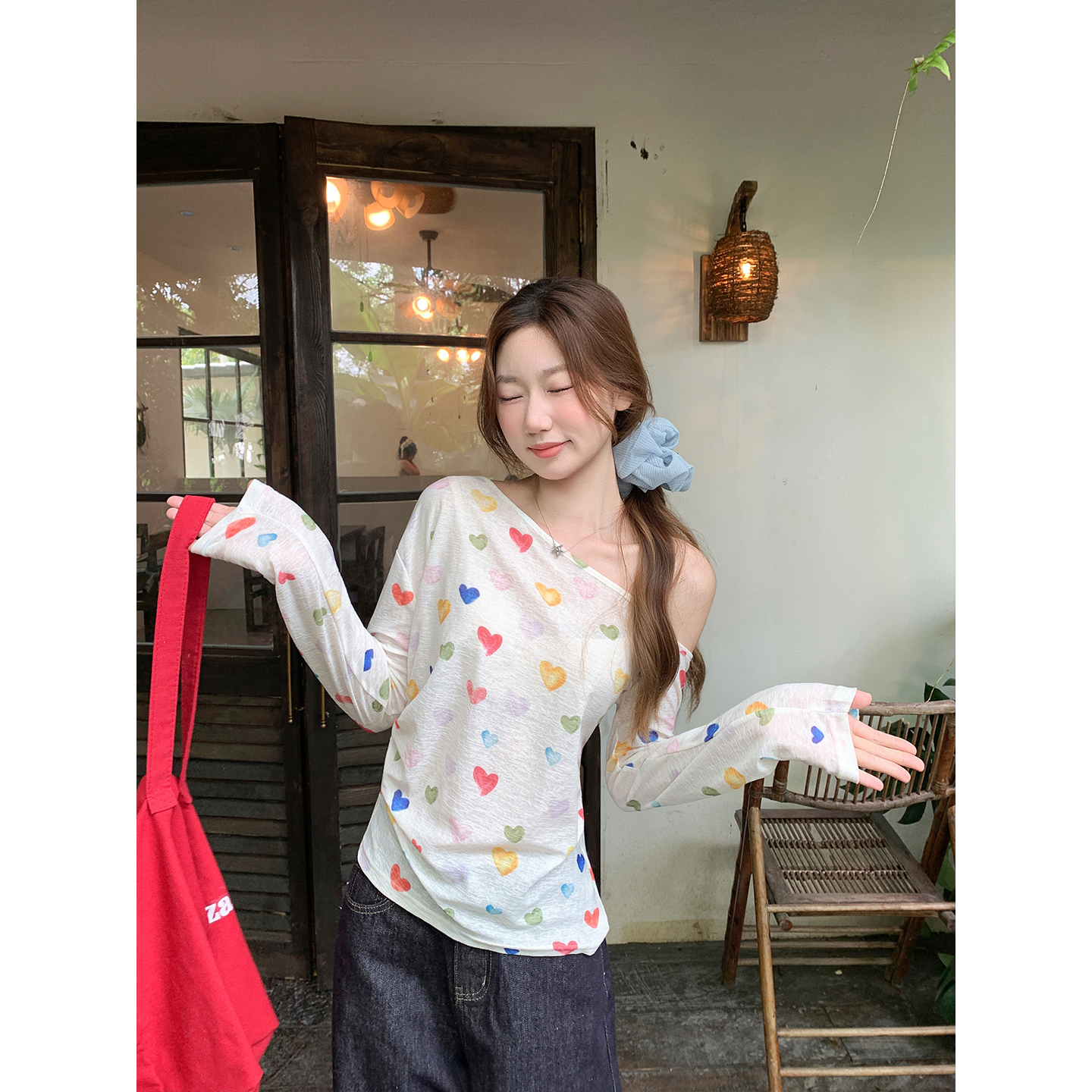 Women’s Heart Print Long Sleeve Sun Protection Top Summer 2026