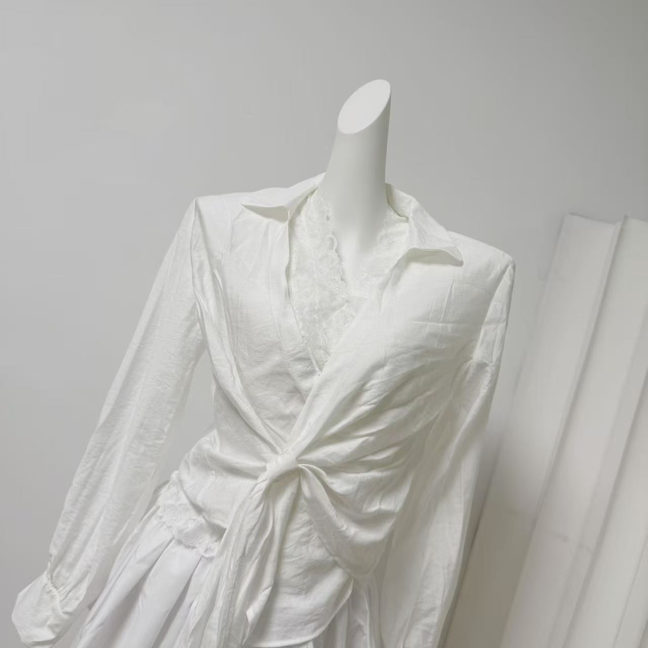 Minimalist Soft Loose V-Neck Shirt Top - Image 3