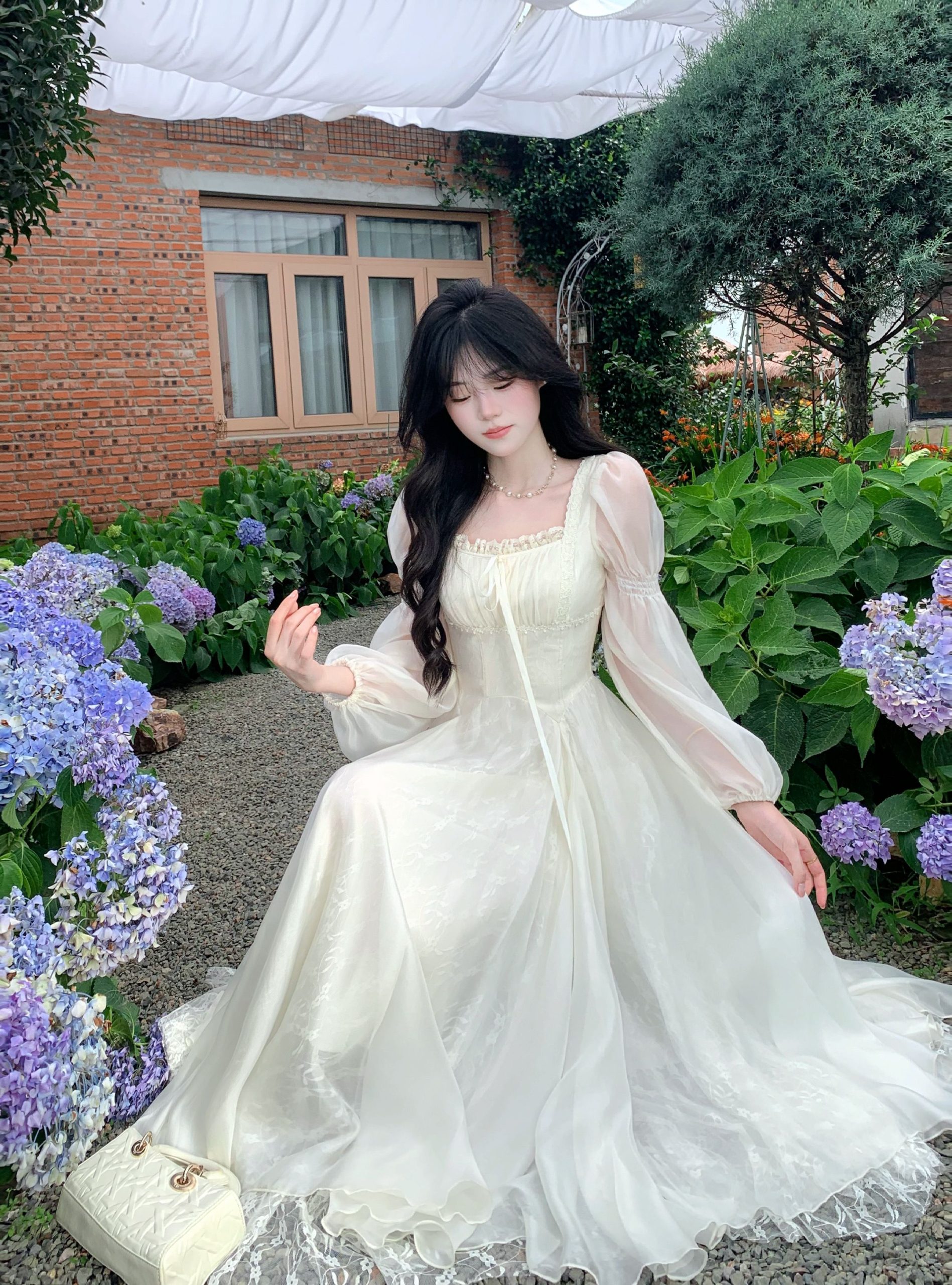 Blovelan Moonlight French Square Neck Princess Dress