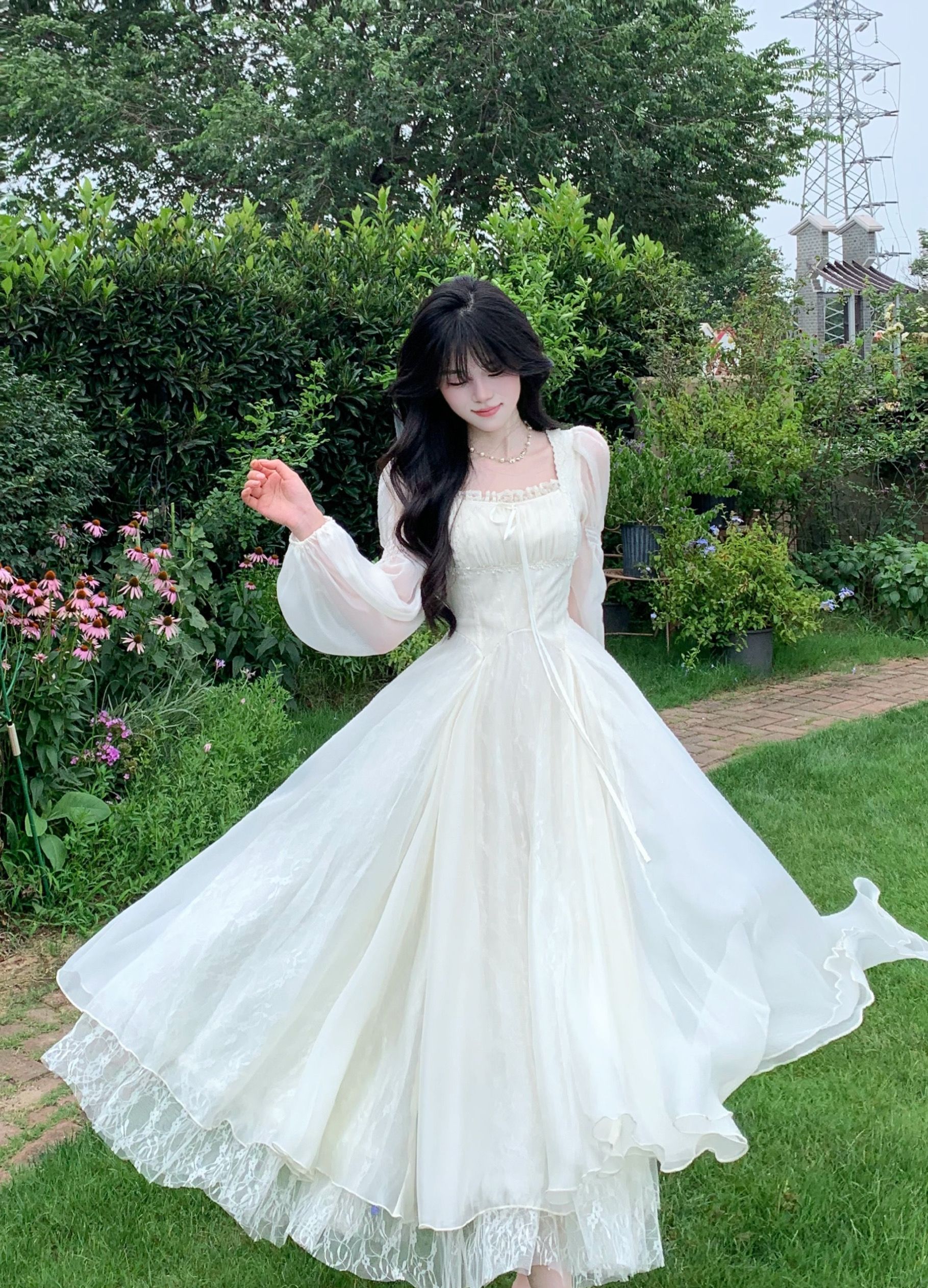 Blovelan Moonlight French Square Neck Princess Dress - Image 3