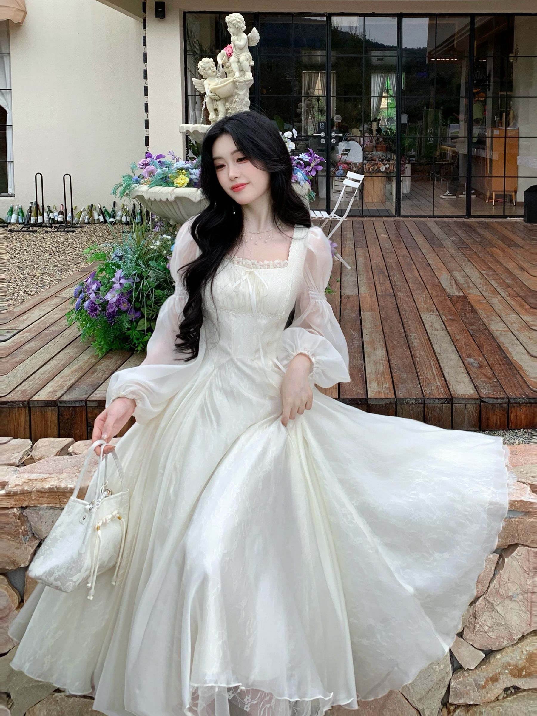 Blovelan Moonlight French Square Neck Princess Dress - Image 4